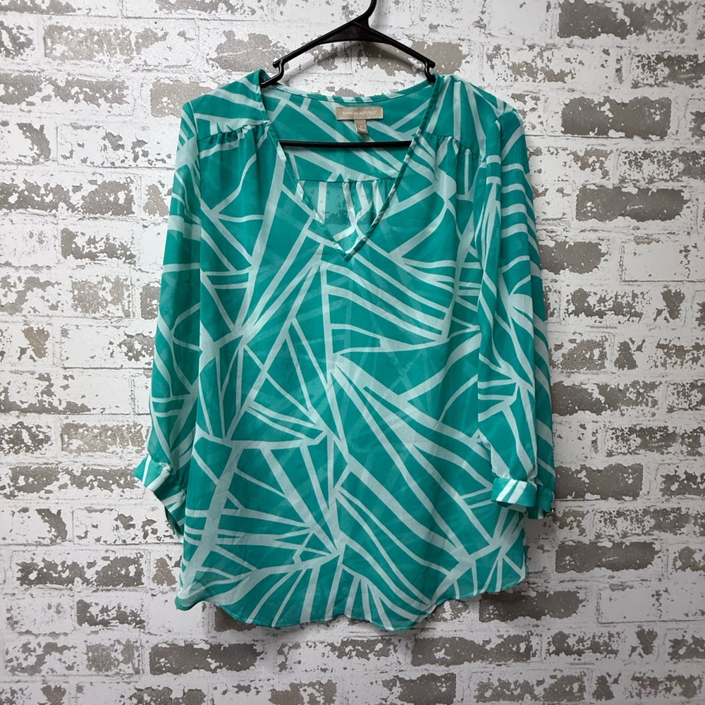 Banana Republic Turquoise Patterned Blouse